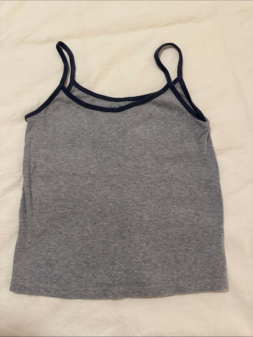 Brandy Grey Tank Top with Navy Trim